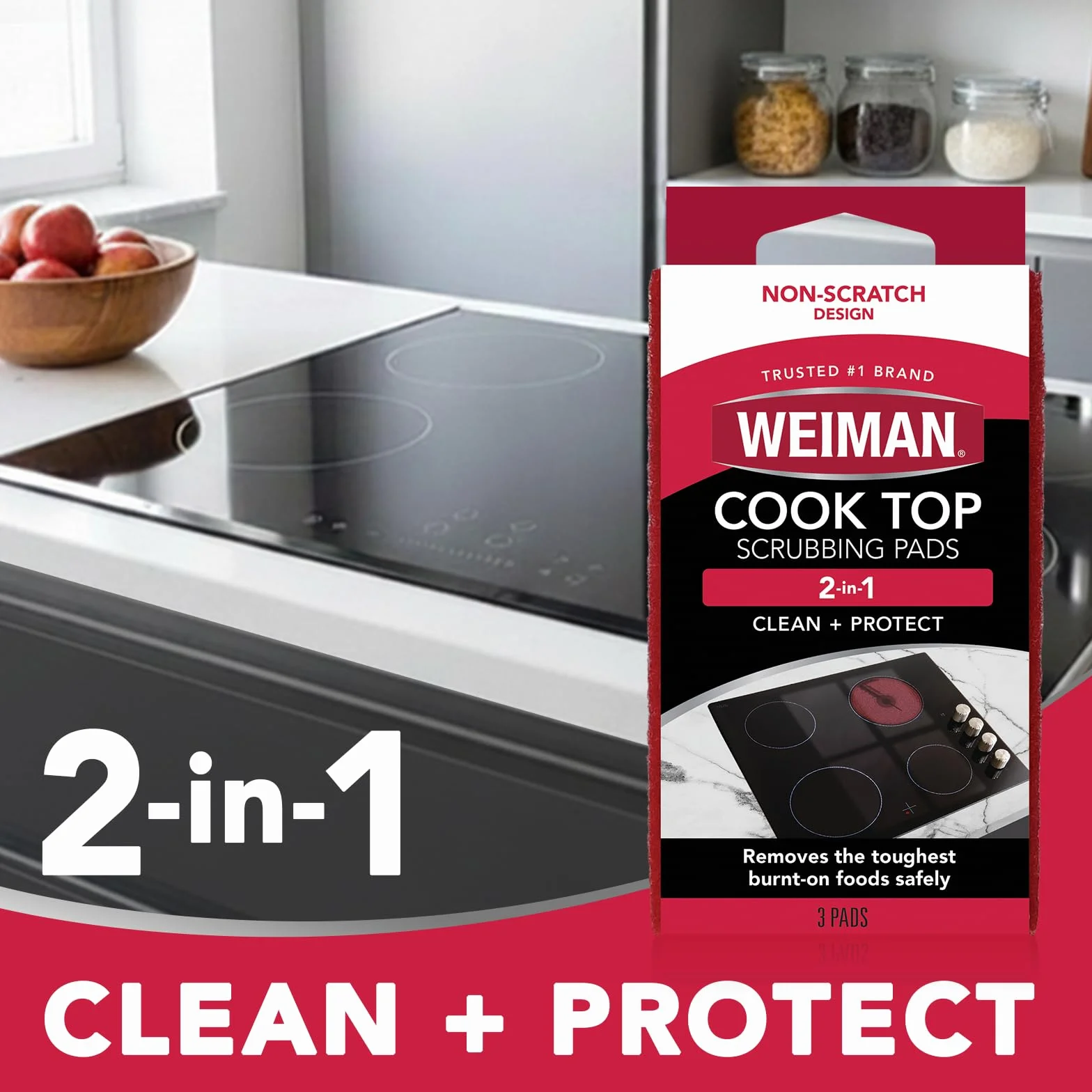 Weiman Products Cook Top Scheuerpad, 3 Stück, 6 Stück pro Packung