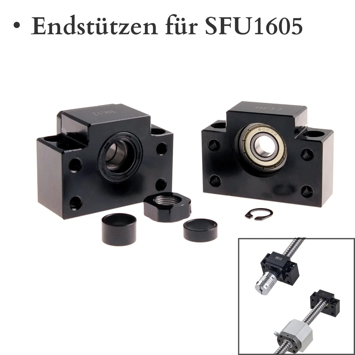 1 Satz BF12 + BK12 Schraubenstützen für SFU1605 Schraubenstützen-Lagergehäuse