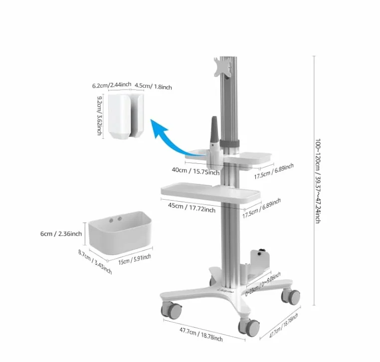 Dental Workstation Trolley Wagen mit Oral Scanning Halterung und Monitorhalterung für Kliniken und Labors