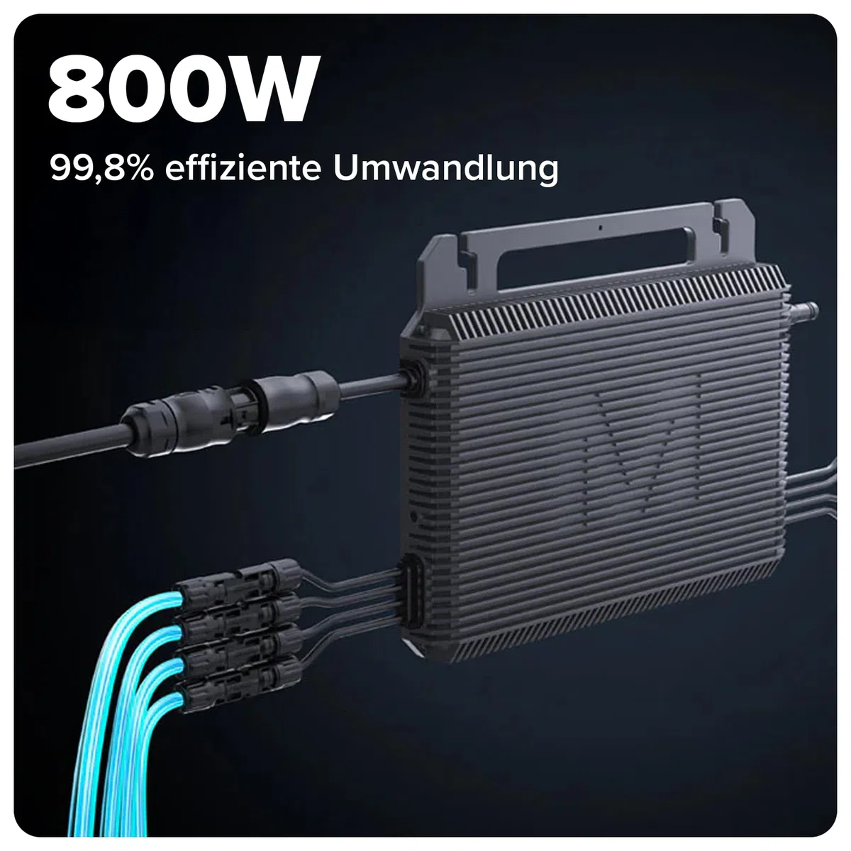 SUNNIVA 2000W Balkonkraftwerk BIFAZIAL FULLBLACK komplett Steckdose MARSTEK 800W Wechselrichter, PV Solaranlage, 4x 500W Glas Solarmodule, inkl. 5m Kabel, Bluetooth WIFI, Komplettset