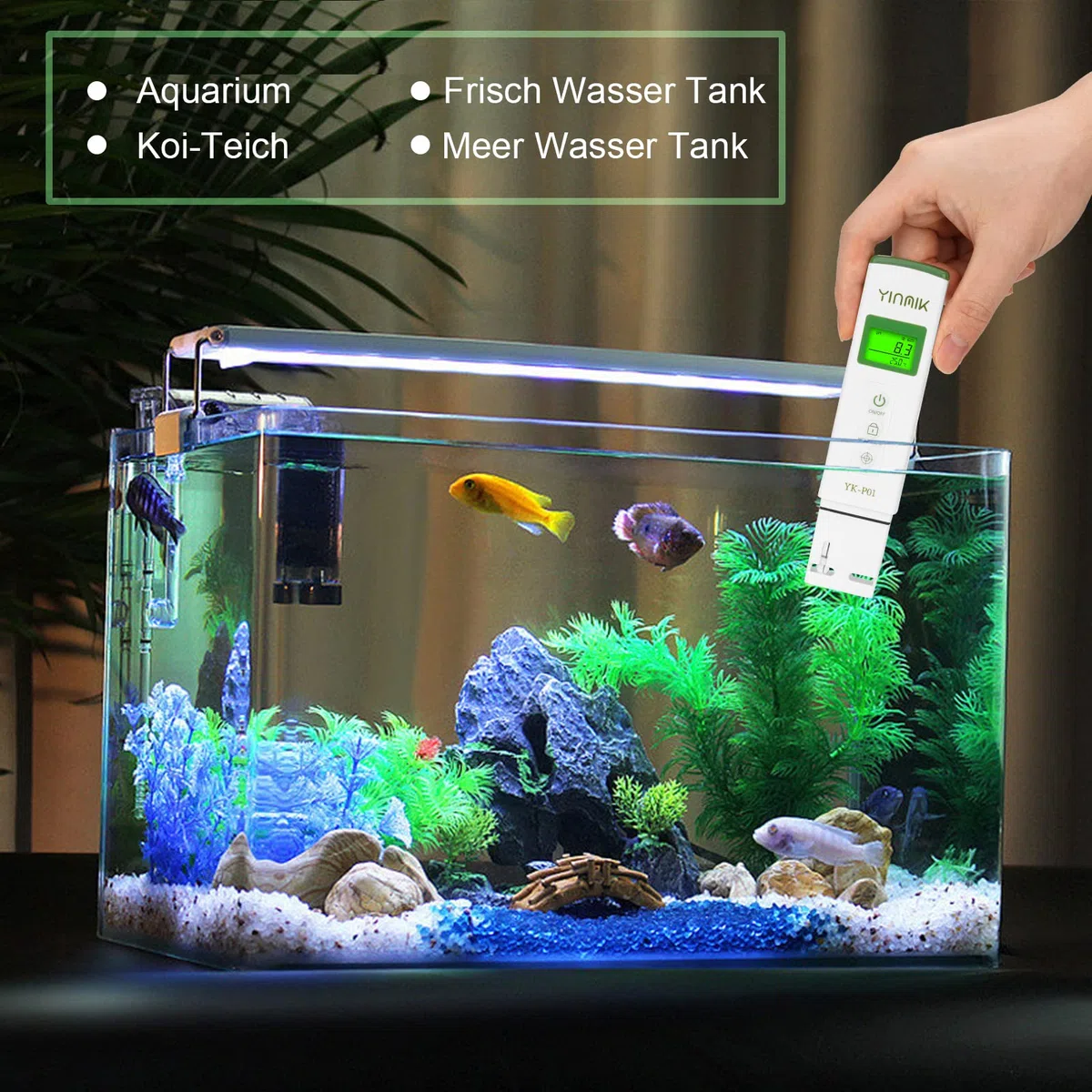 YINMIK Digitales pH Messgerät und TDS Tester Set, TDS EC mit Einem Horizontalen Bildschirm, ppm Messgerät Wasser, Pool pH wert Messgerät, TDS EC Messgerät für Trinkwasser,Aquarium…