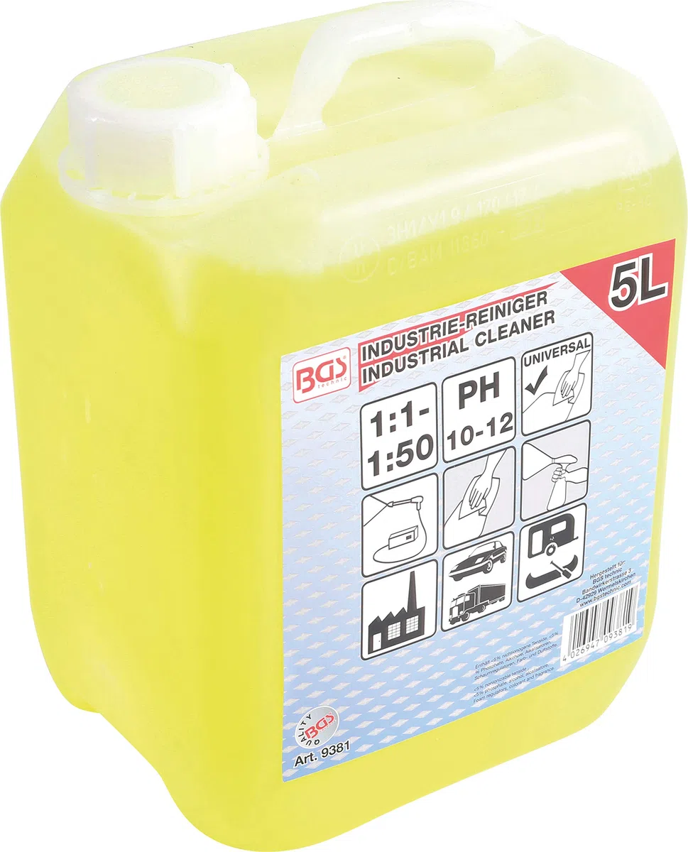 BGS 9381 | Universal-Industriereiniger | 5 l | für Werkstattböden, Werkzeuge, Kunststoffe, Glas, Maschinen, Motoren, Metalle usw.