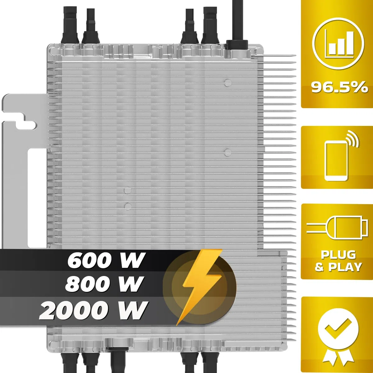 DEYE Mikro-Wechselrichter 2000 W SUN-M200G4-EU-Q0 für Mini-PV Solaranlage Balkonkraftwerk, IP67 wetterfest, 4 MPPT, WiFi, Micro Inverter