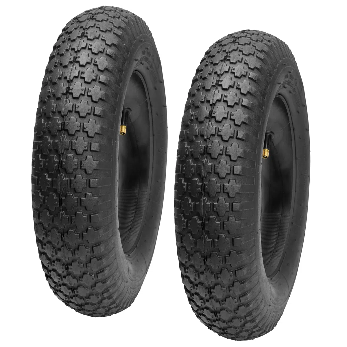 Garronda Reifen Set 2er Pack 4.80/4.00-8 mit Schlauch Schubkarrenreifen Ersatzreifen Schubkarre Bollerwagen Autoventil 2PR Gummi Ø 390 mm für Gartenwagen Hof Baustelle GD-0164, Schwarz