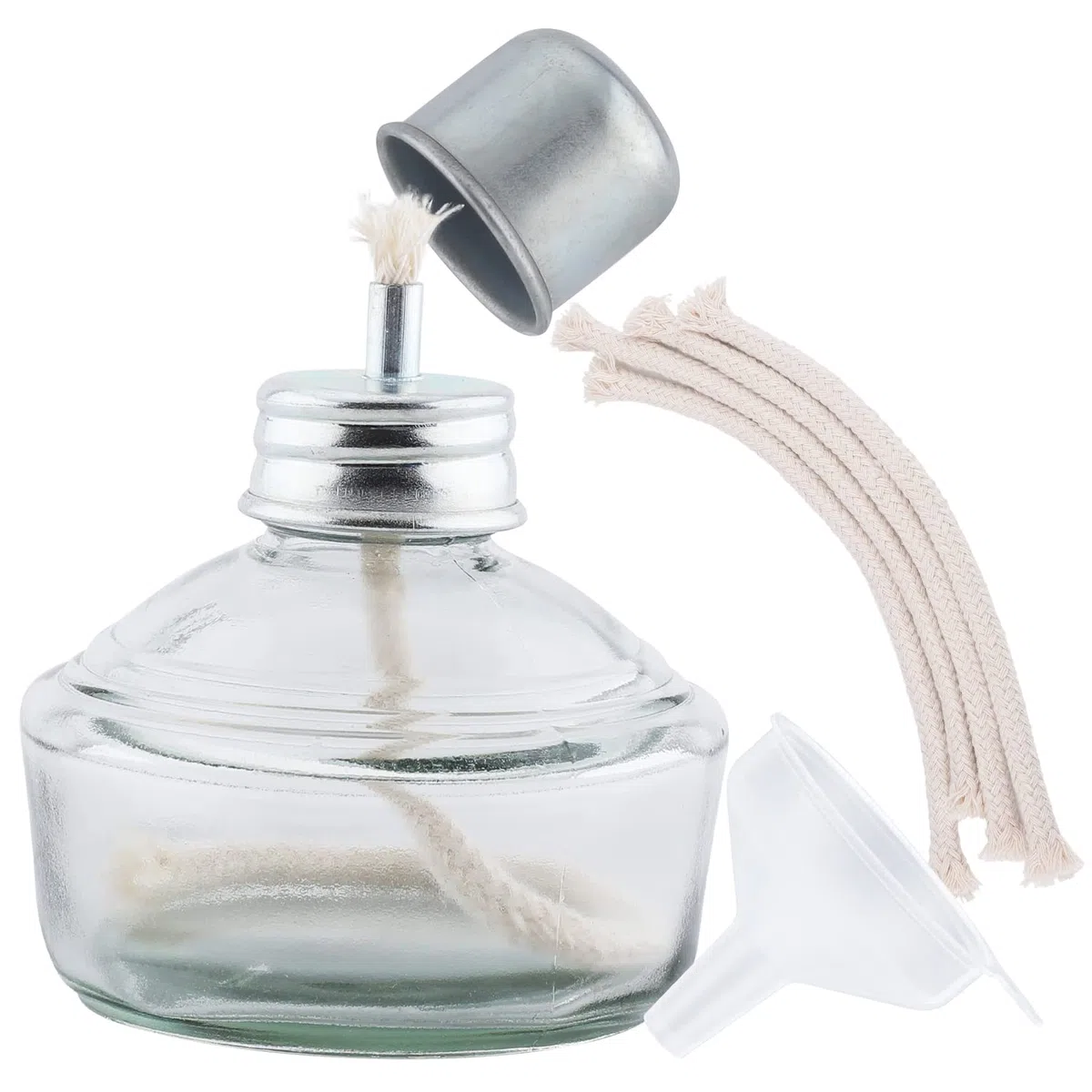 Zahnalkohol-Lampe, Glas, 150 ml, mit Metallkappe, 5 Ersatzdochte und Trichter Dental Alcohol Burner Lamp Glass 150mL - Dental Lab with Metal Cap & 5 Free Replacement Wicks & Funnel