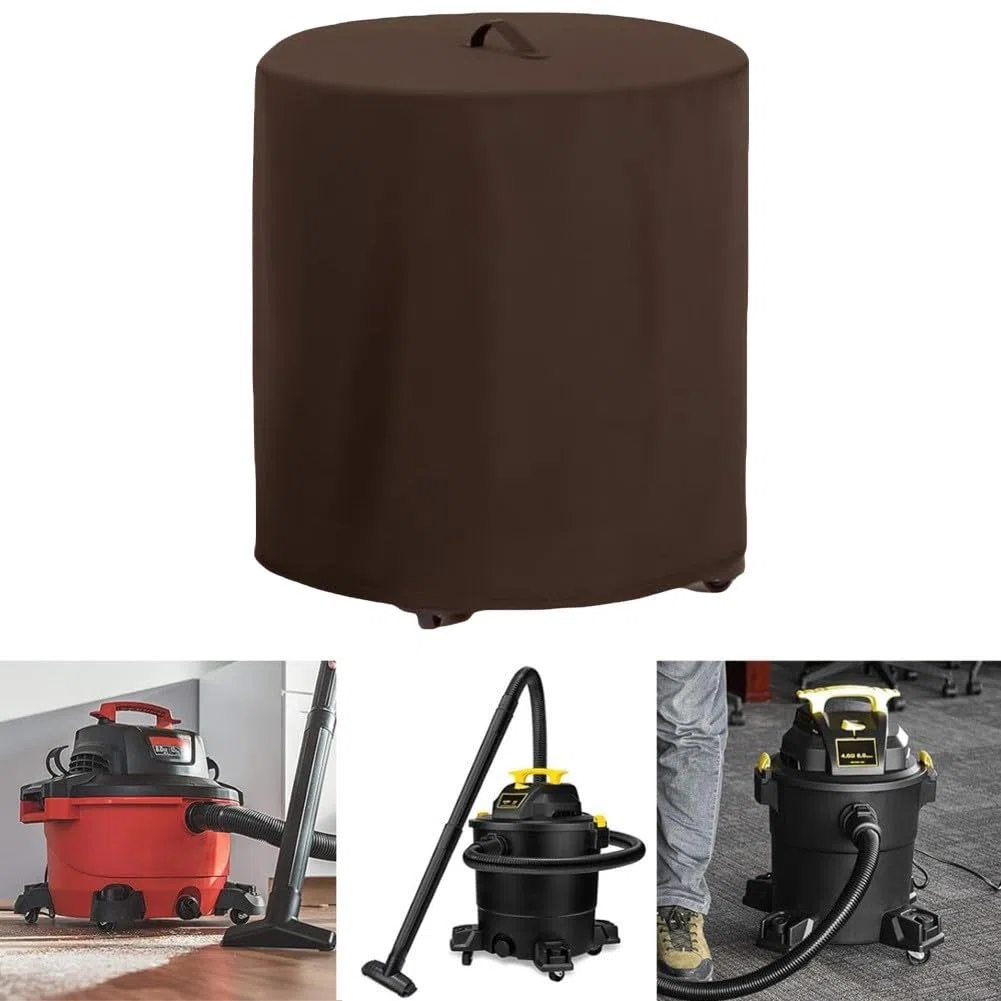 Staubsauger-Abdeckung für nasse und trockene Geschäfte, staub- und wasserabweisendes 210D-Oxford-Gewebe, verstellbarer Kordelzug für sicheren Sitz und praktischer Griff (Kaffeebraun 41 x 53 cm)