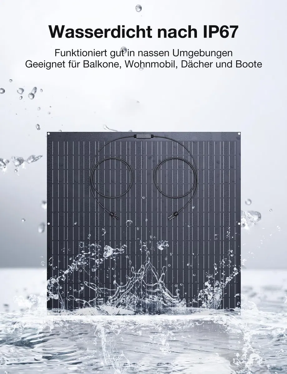480W Flexible Solarpanel, 2x 240W Solarmodul, IP67 Wasserdicht Photovoltaik, Solar Panel für Wohnmobil, Balkonkraftwerk, Camping, Boot