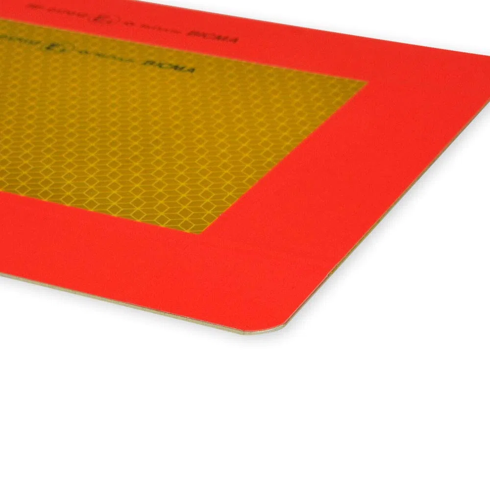 Aluminium-Warntafel nach ECE 70.01 | Heckmarkierung für Anhänger und Auflieger | Halbmarkierung | 2x 565 mm x 196 mm | gelb reflektierend & rot fluoreszierend | Lkw Schild auf Aluplatte