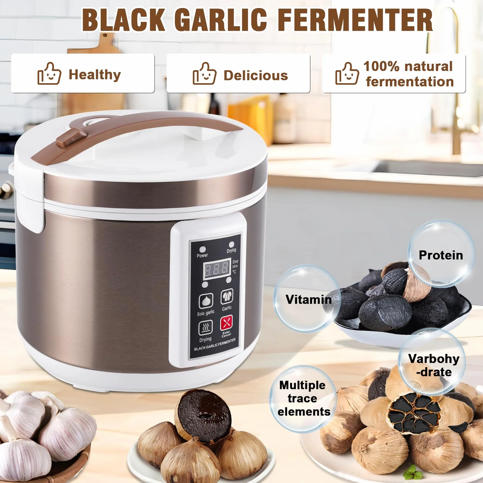 YUCHENGTECH 6L Schwarzer Knoblauch Fermenter Automatische Schwarzer Knoblauch Maker Intelligenter Knoblauch Fermenter Knoblauchkocher mit Zeit- und Temperaturkontrolle/Unabhängige Trocknungssteuerun