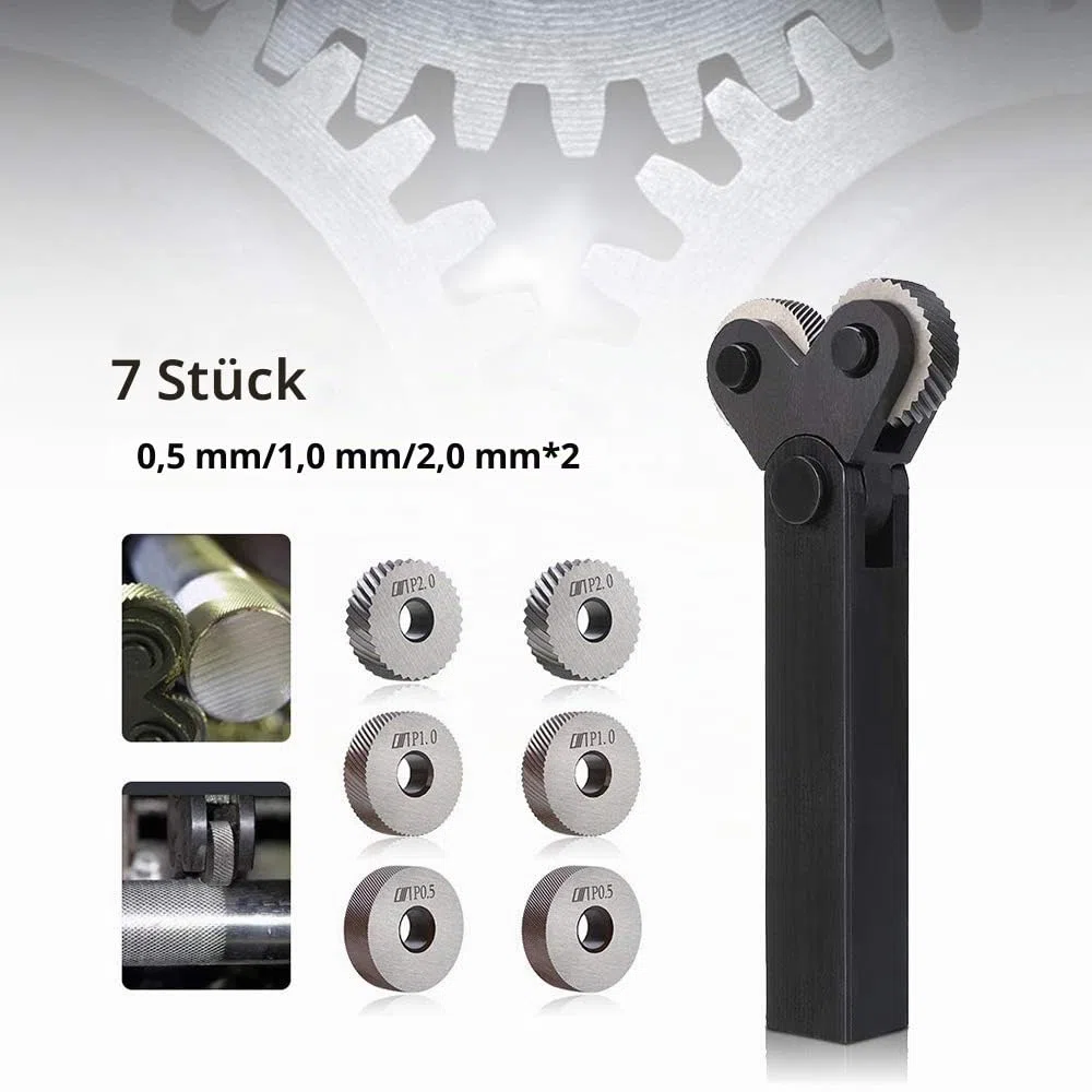 Rändelrad-Set, Stahl, Doppelrad, schräge Zähne, Lineares Rändelrad, diagonal, 0,5mm, 1 mm, 2 mm, Rändelfeld für Drehmaschine