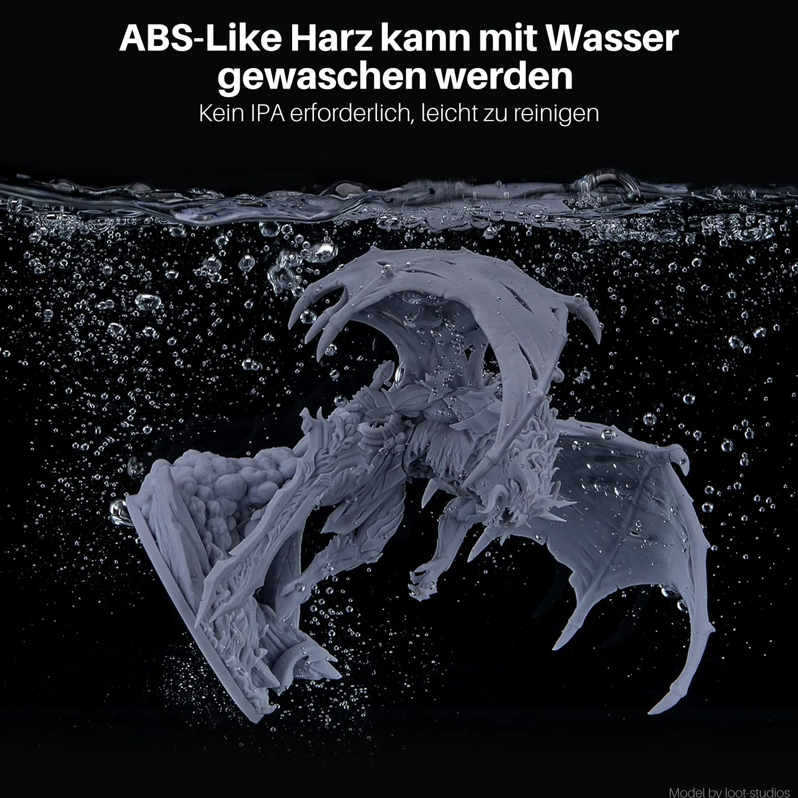 ELEGOO 405nm Wasser Waschbares ABS Like Resin, Water Washable 3D Drucker Rapid Harz für LCD/DLP UV Härtung Photopolymer 3D Drucker, 1000g Grau