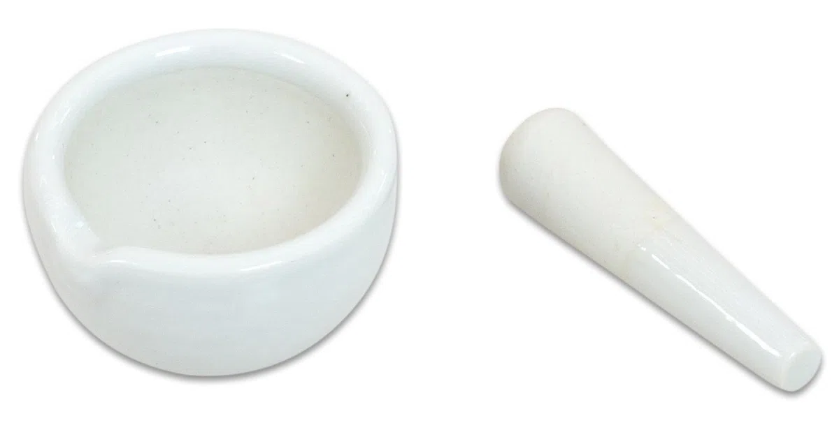 Betzold Mörser mit Pistill - 50 ml Reibeschüssel Stößel Keramik-Mörser