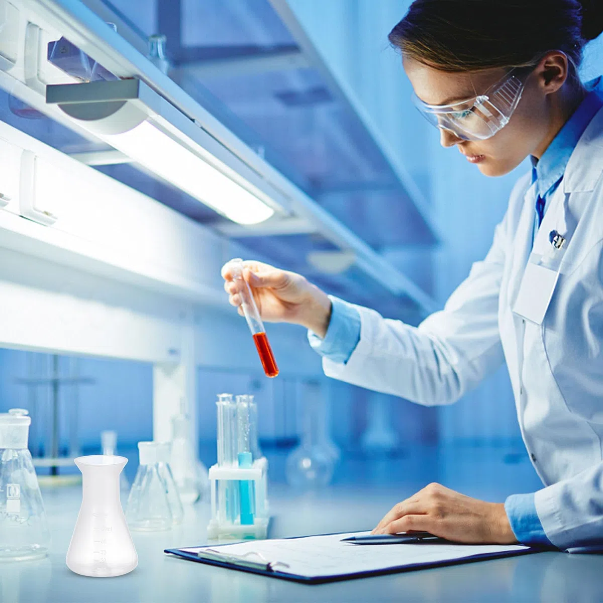 ULTECHNOVO Erlenmeyerkolben Plastikflasche 50Ml Mit Skalenlinie Stabile Basis Für Labor Chemie Experimente Und Wissenschaftliche Anwendungen