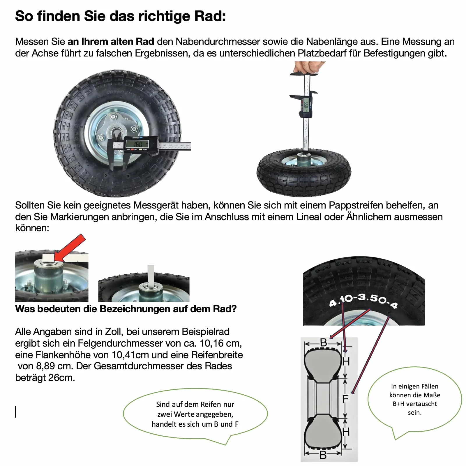 FROSAL PU Schubkarrenrad 400 pannensicher | Rad Vollgummi Schubkarre | Ersatzrad 4.80/4.00-8 Kunststoff-Felge grün | Reifen 100 mm Breite