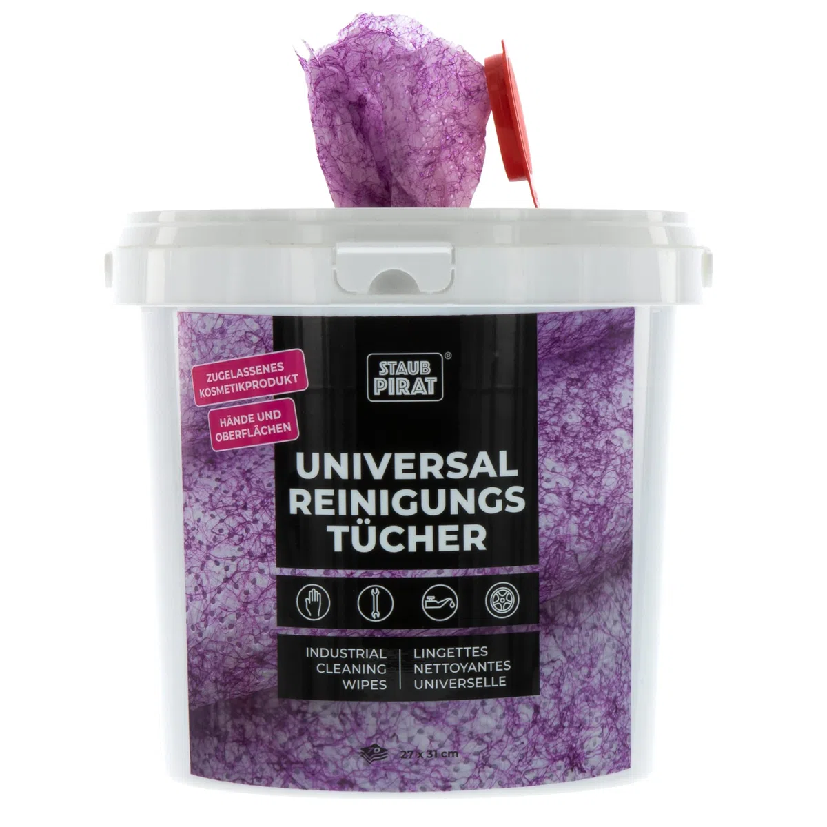 70 feuchte Allzweck Reinigungstücher - für Flächen und Hände - Wet wipes universal Feuchttücher - gegen Schmutz, Fett, Flecken, Erde - 2-in-1: mit weicher und rauher Seite