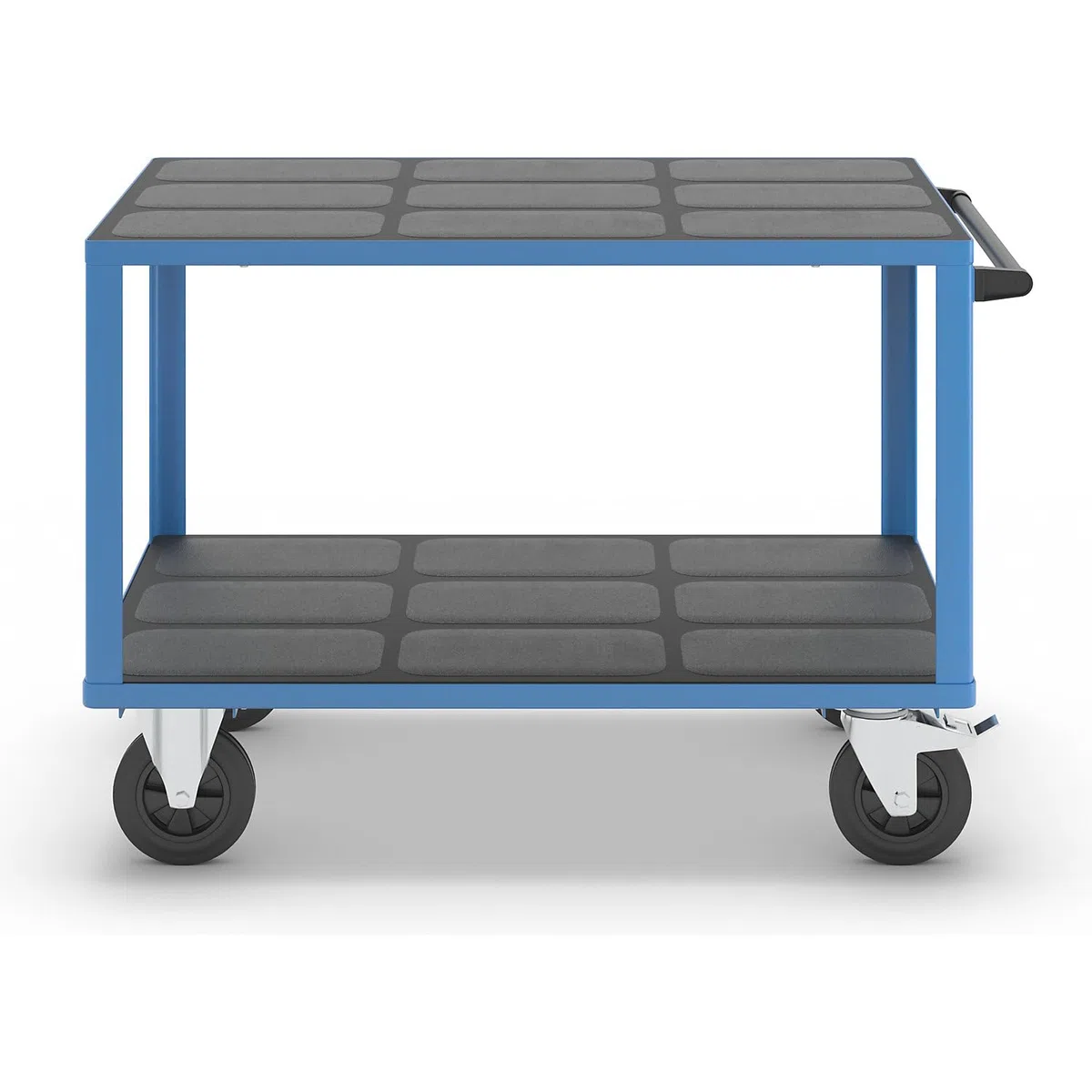eurokraft | Montagewagen | Tragfähigkeit 500 kg | 2 Ladeflächen aus Kunststoff | Ladefläche 1250 x 800 mm | Gestell lichtBlau