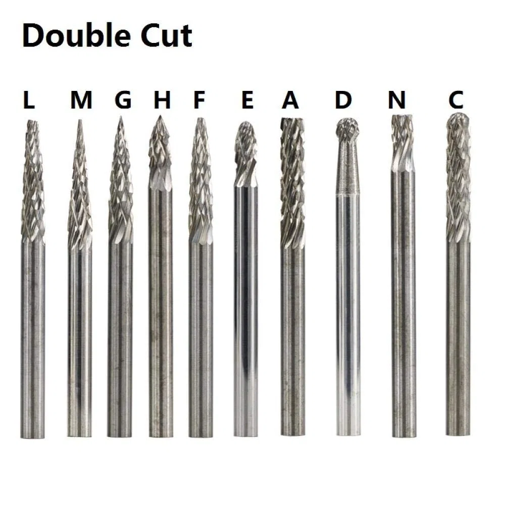 10 stücke Wolframkarbid Rotary File Set 3x3mm einzelner Schnitt Doppelschnitt Rotary Burr Set für Rotary Zubehör Set-10 stücke l doppelt schnitt