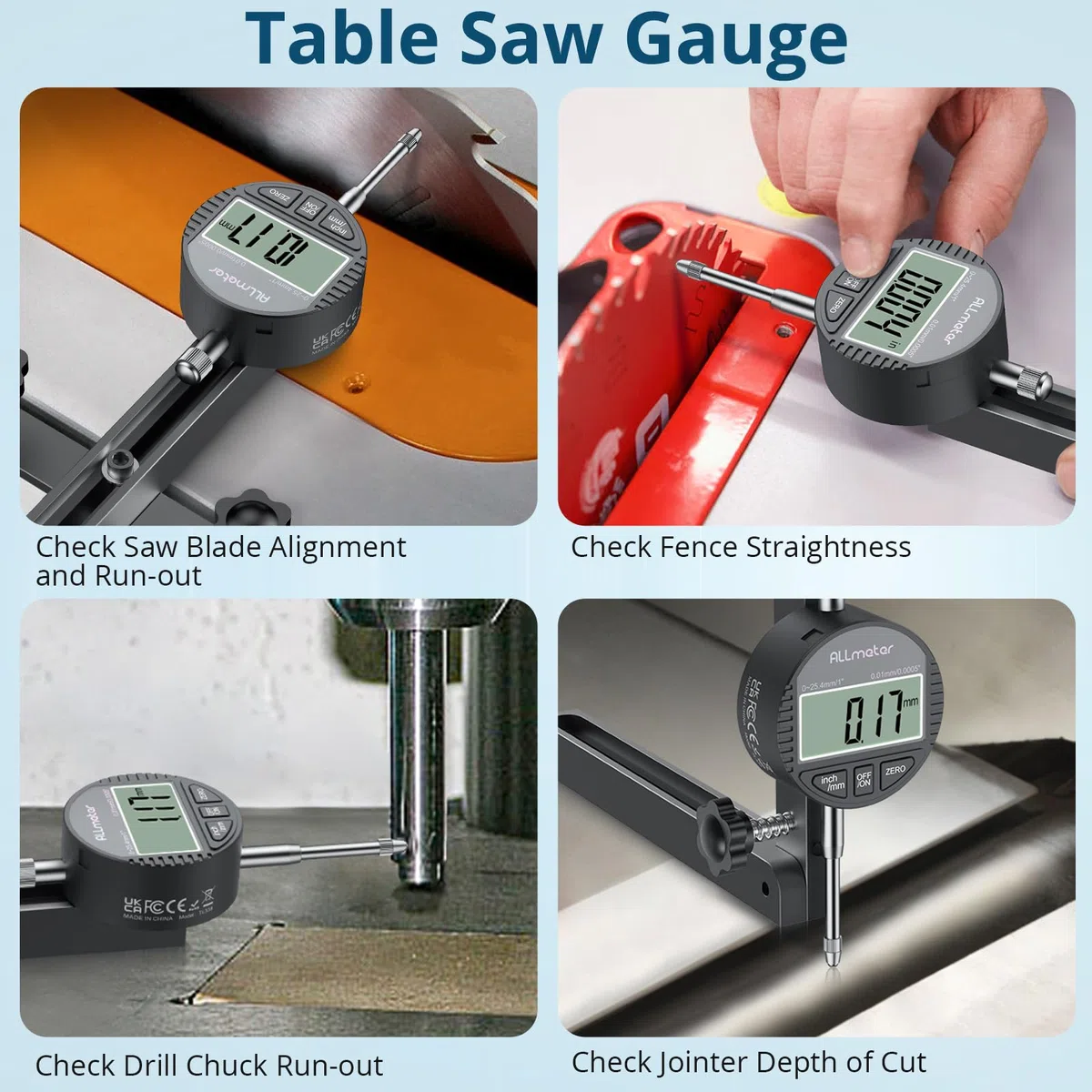 Digitale Tischkreissäge Messuhr 0-20mm, Präzisionsmessung, Anodisierte Aluminiumstangen, Hohe Genauigkeit, Ideale Ausrichtung und Kalibrierung
