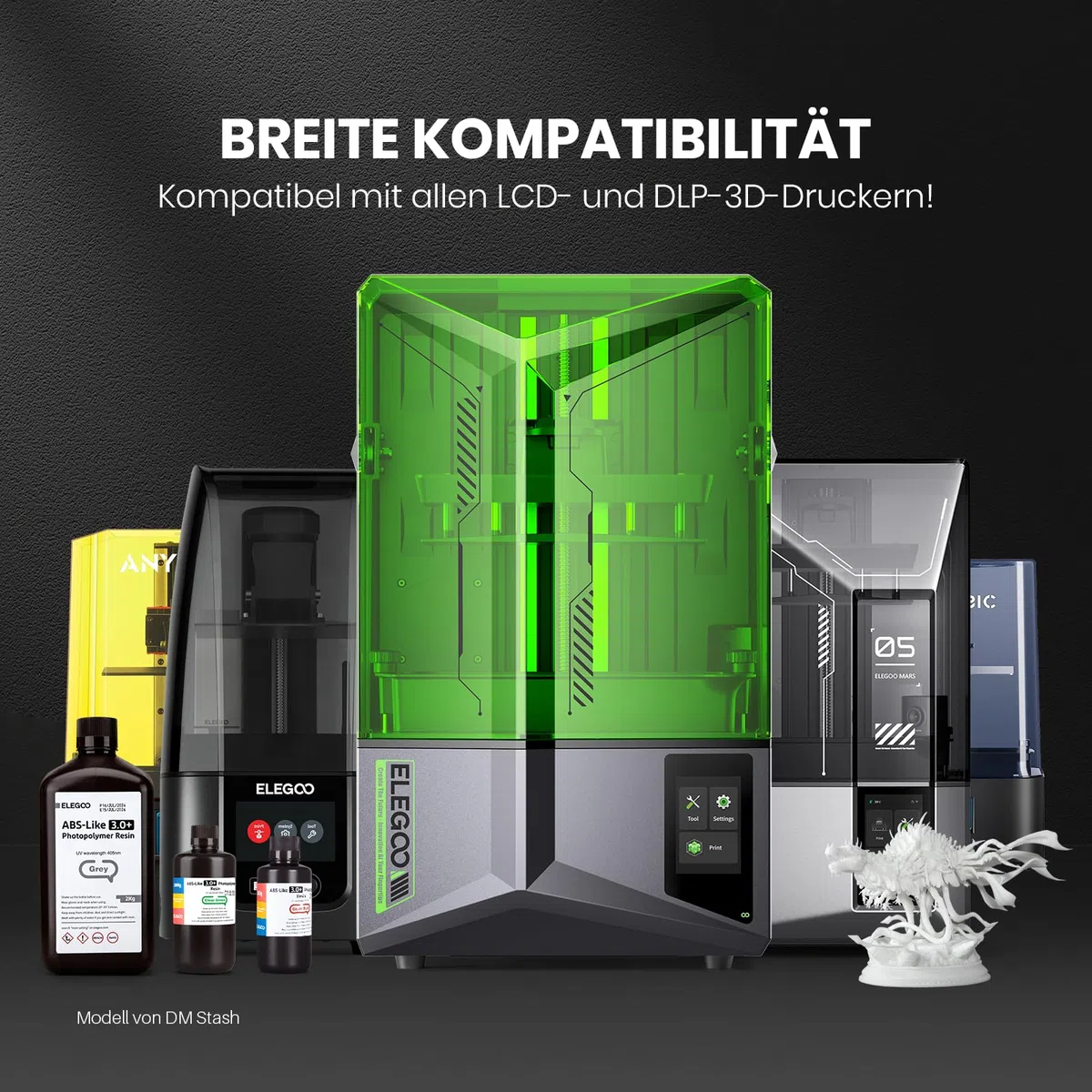 ELEGOO ABS-Like Resin 3.0 Plus, Verbessertes 3D-Drucker Photopolymer Harz, Höhere Hitzebeständigkeit, Schnelle Aushärtung, Hohe Präzision, Nicht Spröde, Grau 1000g