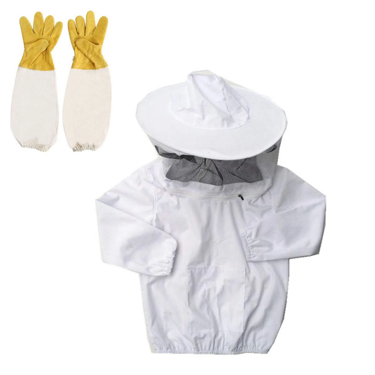 Imkerschutz-Kinderanzug mit Schleierjacke - mit Imkereihandschuhen Imkerei-Schutzausrüstung (Y-L (125-150 cm))