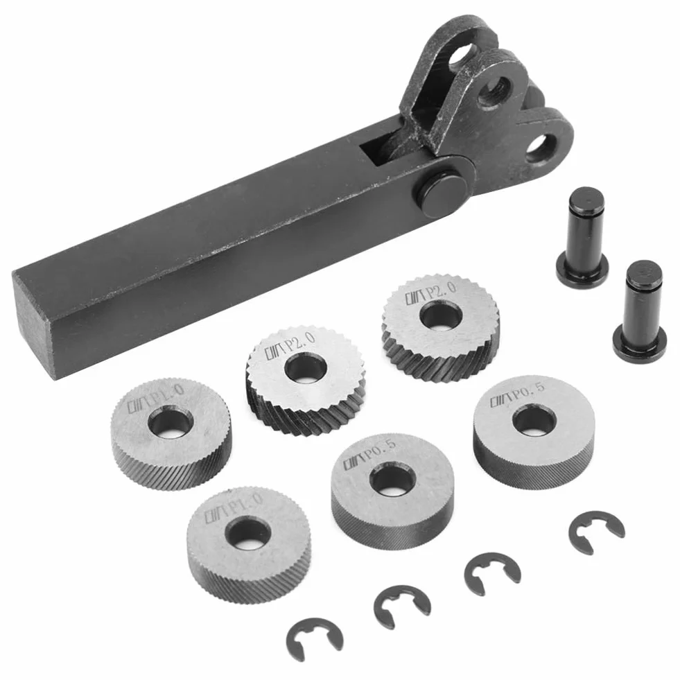 Rändelwerkzeug 7 Stücke Schwarz Stahl Rändel 0,5/1/2mm Diagonale Dual Linear Rad Für Bearbeitungsmaschine Oberflächenmuster Knurling Tool Set Präzisionswerkzeuge Für Metallbearbeitung