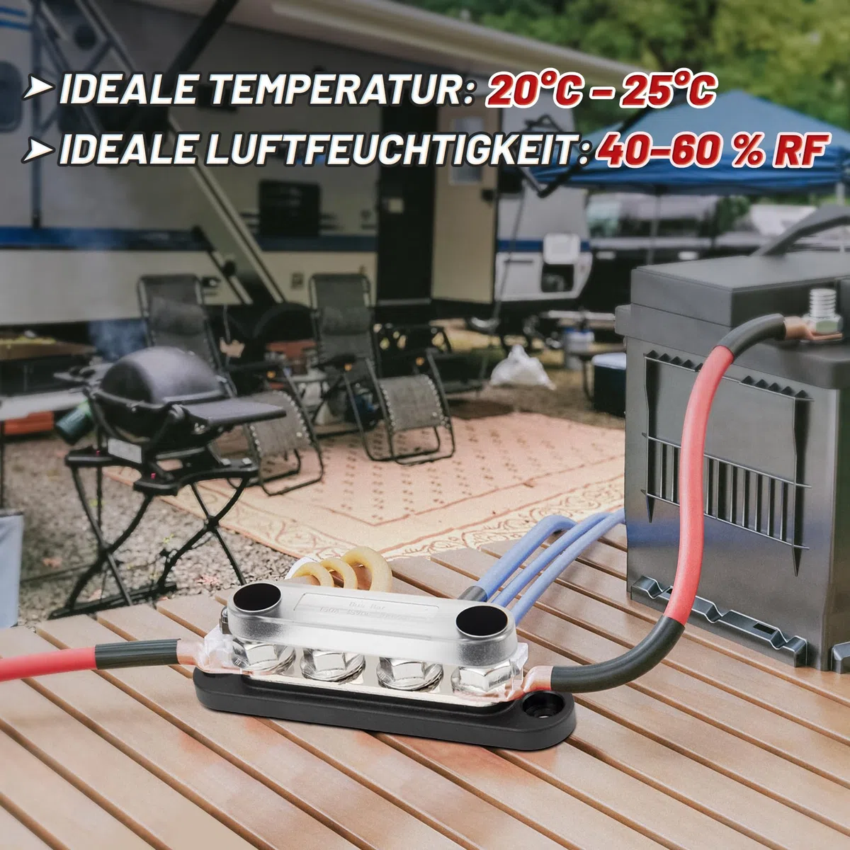 RED WOLF 150A Sammelschiene Verteilerblock 12V-48V DC für Auto Marine RV Wohnmobil Lkw Elektrik System Klemmleisten, Positive Masse Stromverteilungsblock Busbar mit 4 x M8 Klemmenbolzen