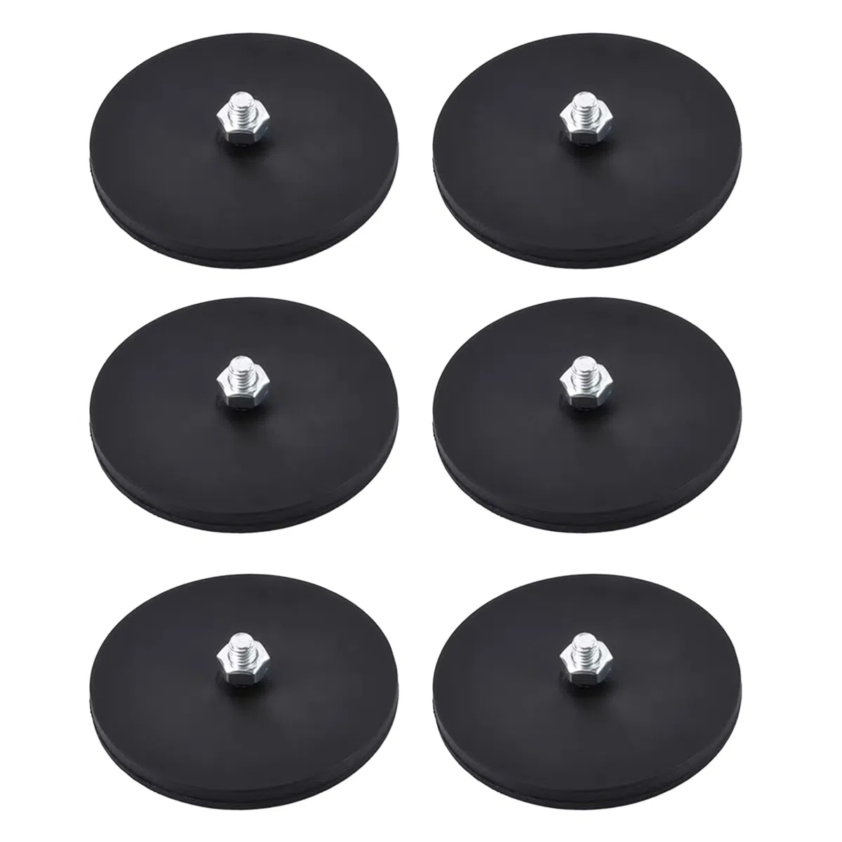 6 Stück Magnet mit Gewinde Neodym Magnete Gummiert 43mm Extra Stark mit M6 Außengewinde 15kg Haftkraft Starke Magneten Anti-Rutsch Magnetischer Montagesockel