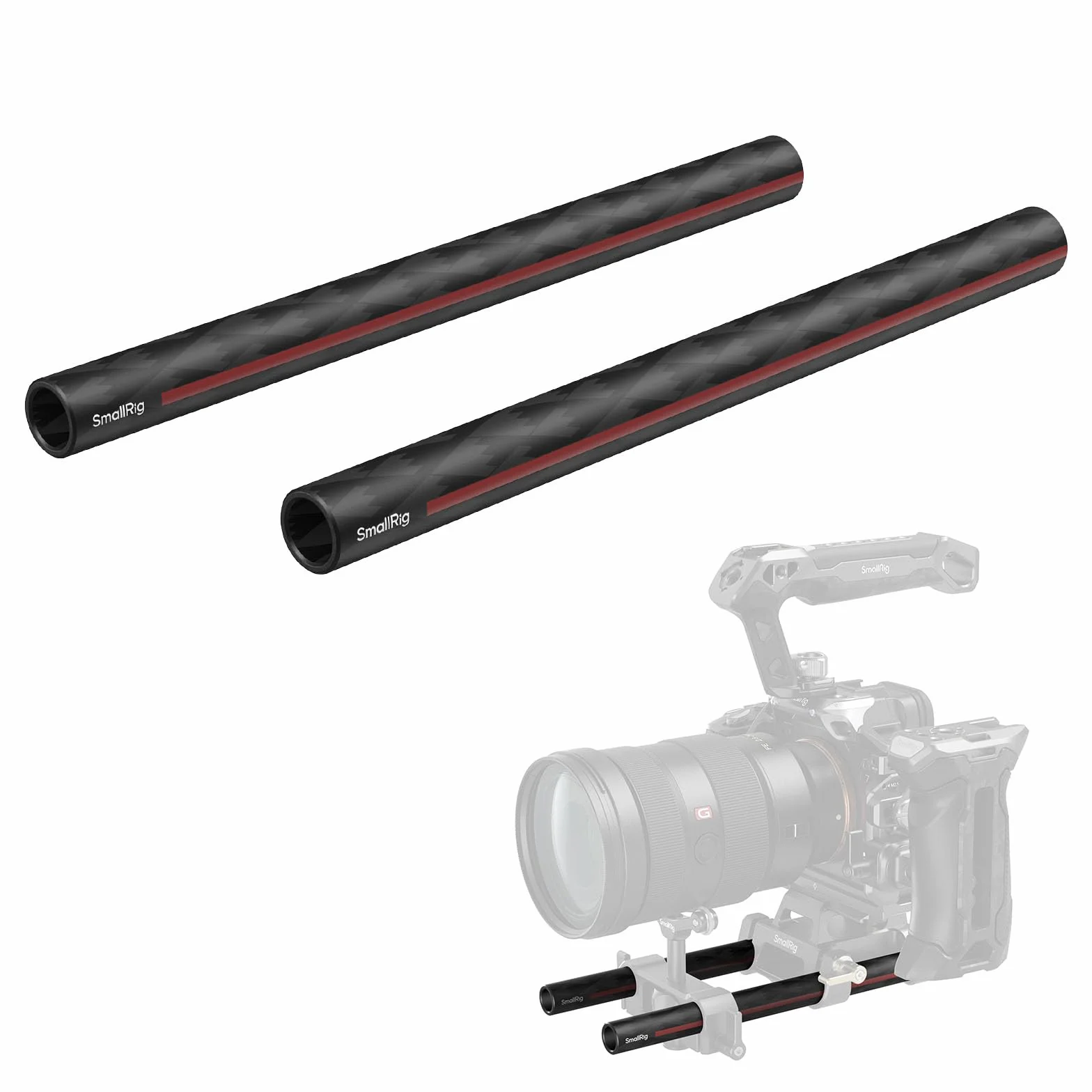 SMALLRIG 15-mm-Carbonfaserstange für 15-mm-Stabhalterungssystem, 20 cm lang, für Stangenklemmen, Mattebox und Follow Focus, 2er-Pack – 5211