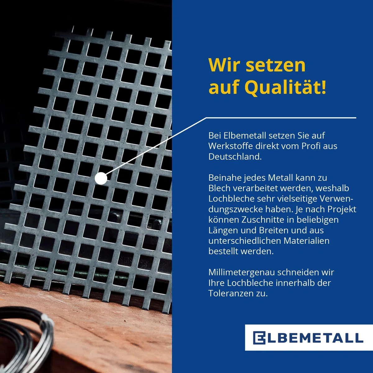 Lochblech Edelstahl 300 x 300 mm Stärke 2,00 mm/Metall Lochblech Quadratloch, 15 mm Lochabstand 10 mm Lochweite/Lochbleche aus 1.4301 Werkstoff/hochwertiges Lochblech aus Metall