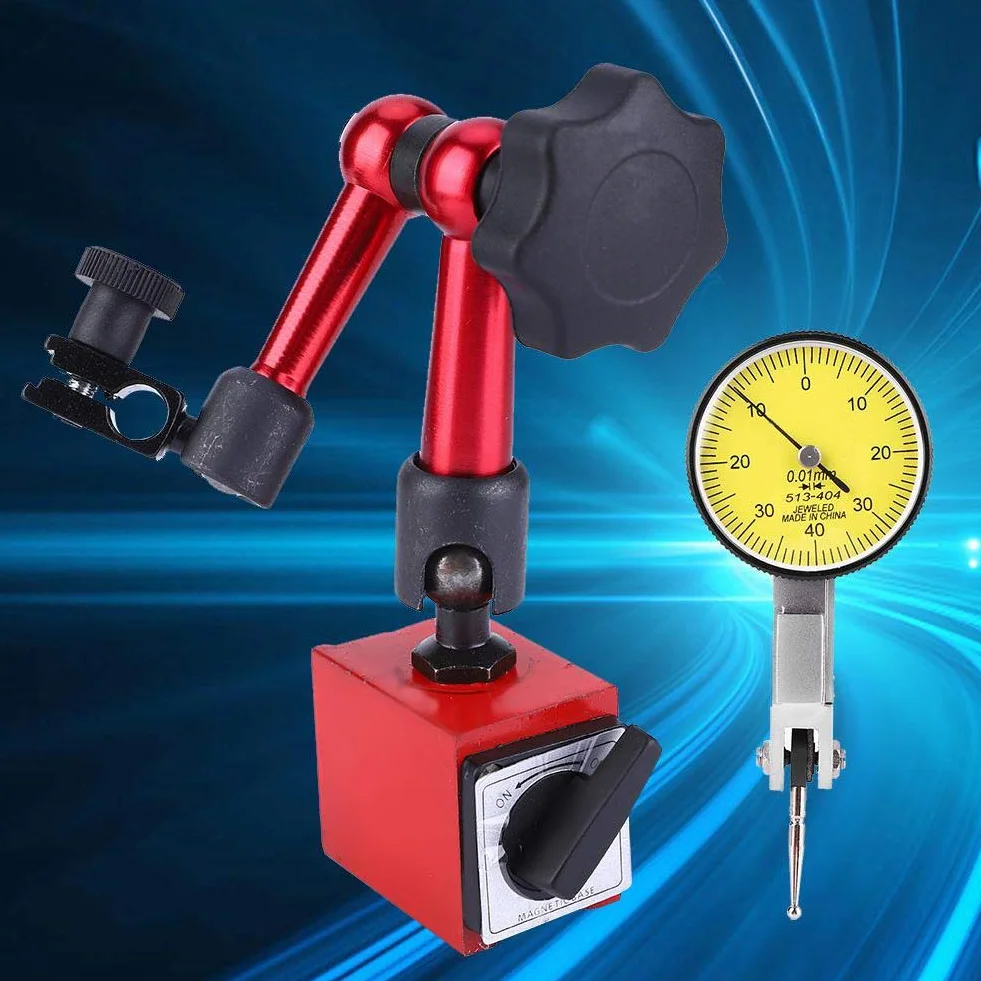 Messuhr mit Magnethalter, Messuhrhalter 0~0,8 mm Hochpräziser Magnet-Messstativ mit zentraler Klemmung für Messuhr