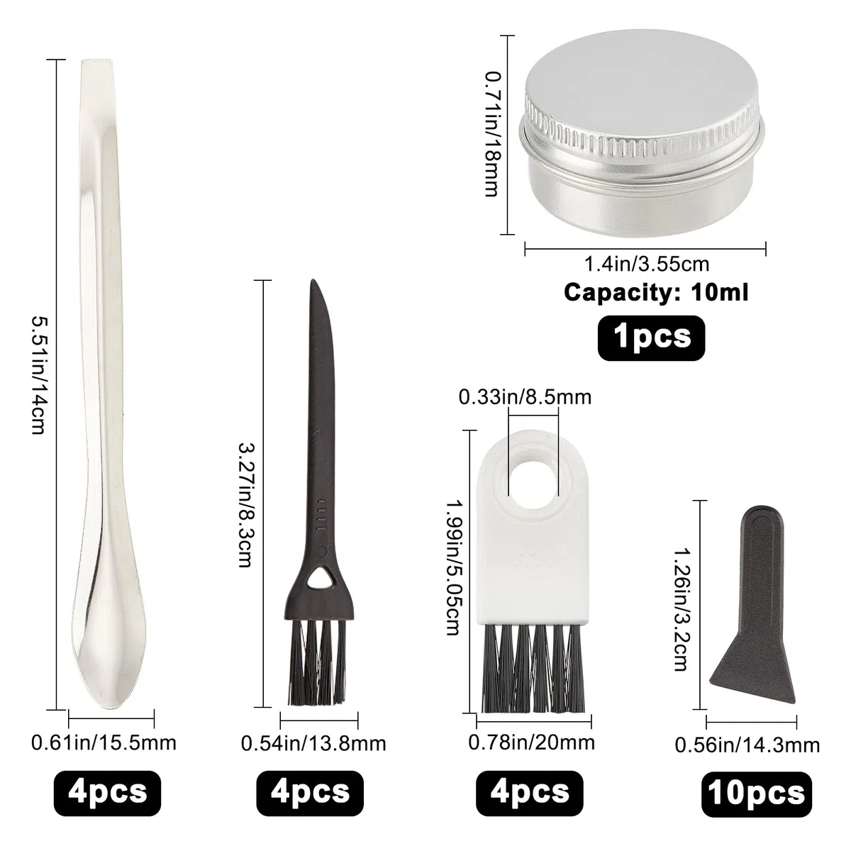 GORGECRAFT 23-Teiliges Pollenschaber-Set Für Grinder, Einschließlich Reinigungsbürste, Pollenschaber, Edelstahl-Laborspatel, Mikroschaufel Und 10-Ml-Aluminiumglas