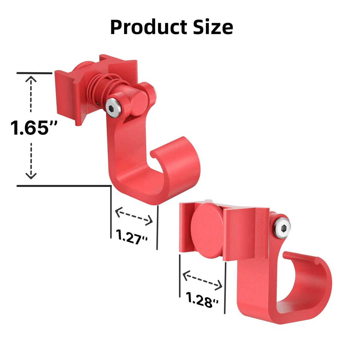Airlineschiene Zubehör (4 Stück) | Airlineschiene Fitting Haken mit Einzelbolzen & Federmechanismus | L-Schienenhaken bis 45 kg für Zurrschienen | Für Anhänger, PKW & Garage, Rot