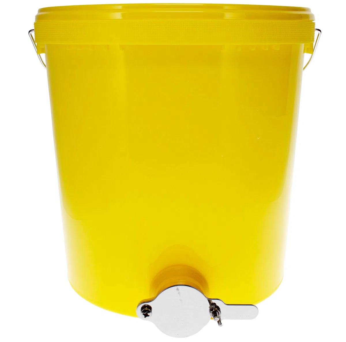 Abfülleimer 25kg mit Quetschhahn zum einfachen und schnellen Abfüllen des geschleuderten Honigs. Ideal auch für Jungimker die erst kleine Mengen zum abfüllen haben.