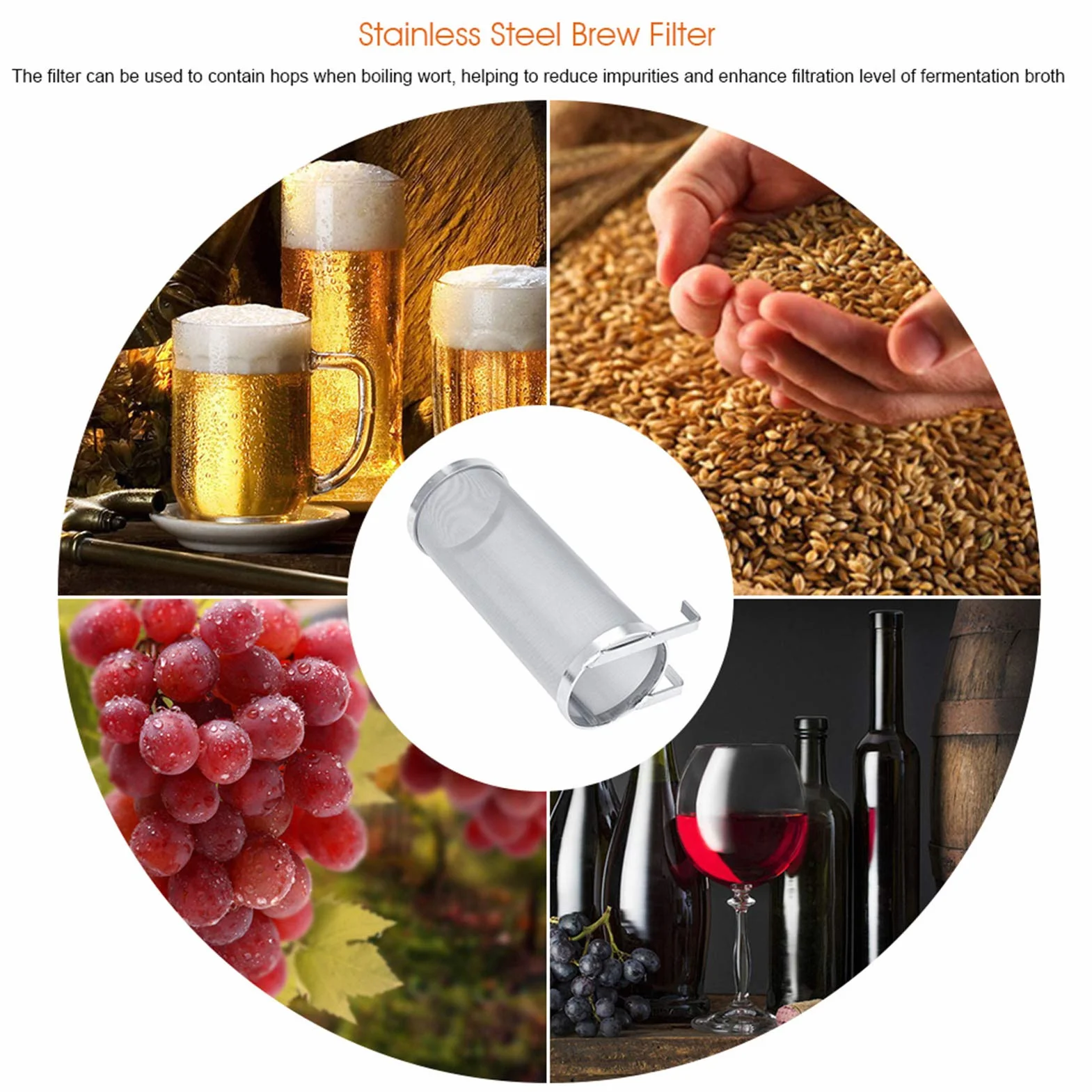 Hopfenfilter aus Edelstahl für selbstgebrautes Bier – Langlebiger und korrosionsbeständiger Filter mit praktischen Aufhängehaken für reinen Geschmack – Größe Nr. 1 (10 x 25,5 cm)