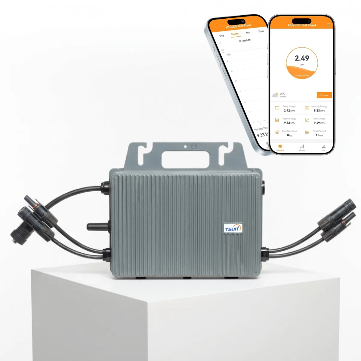 TSUN Mikro-Wechselrichter 800 W TSOL-MS800 für Balkonkraftwerk, IP67 wetterfest, Plug-&-Play Installation, 2 MPPT, Bluetooth & WiFi, Micro Inverter