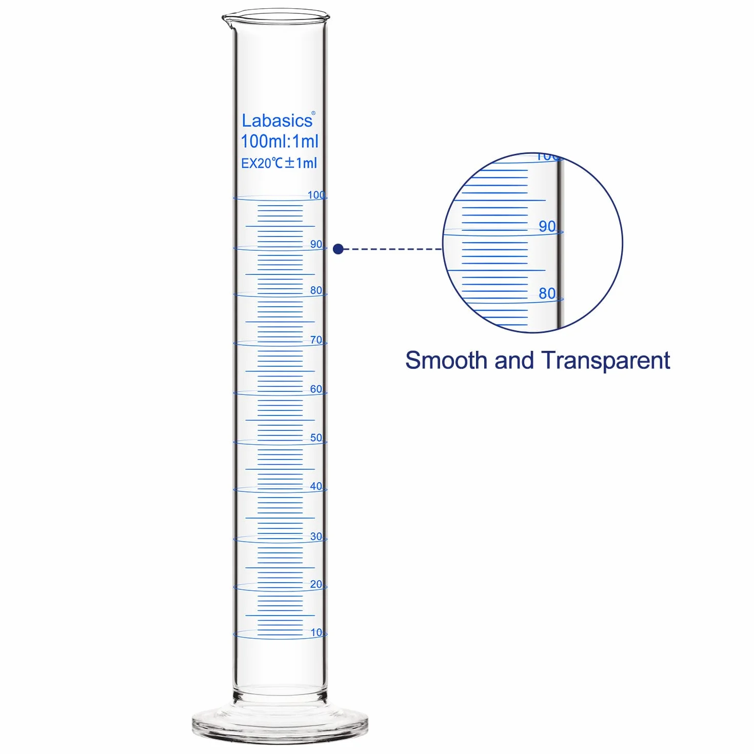 Labasics Messzylinder, 3er-Pack Borosilikat Glas 100 ml Dickwandiger Messzylinder Laborzylinder Lab Graduated Cylinder
