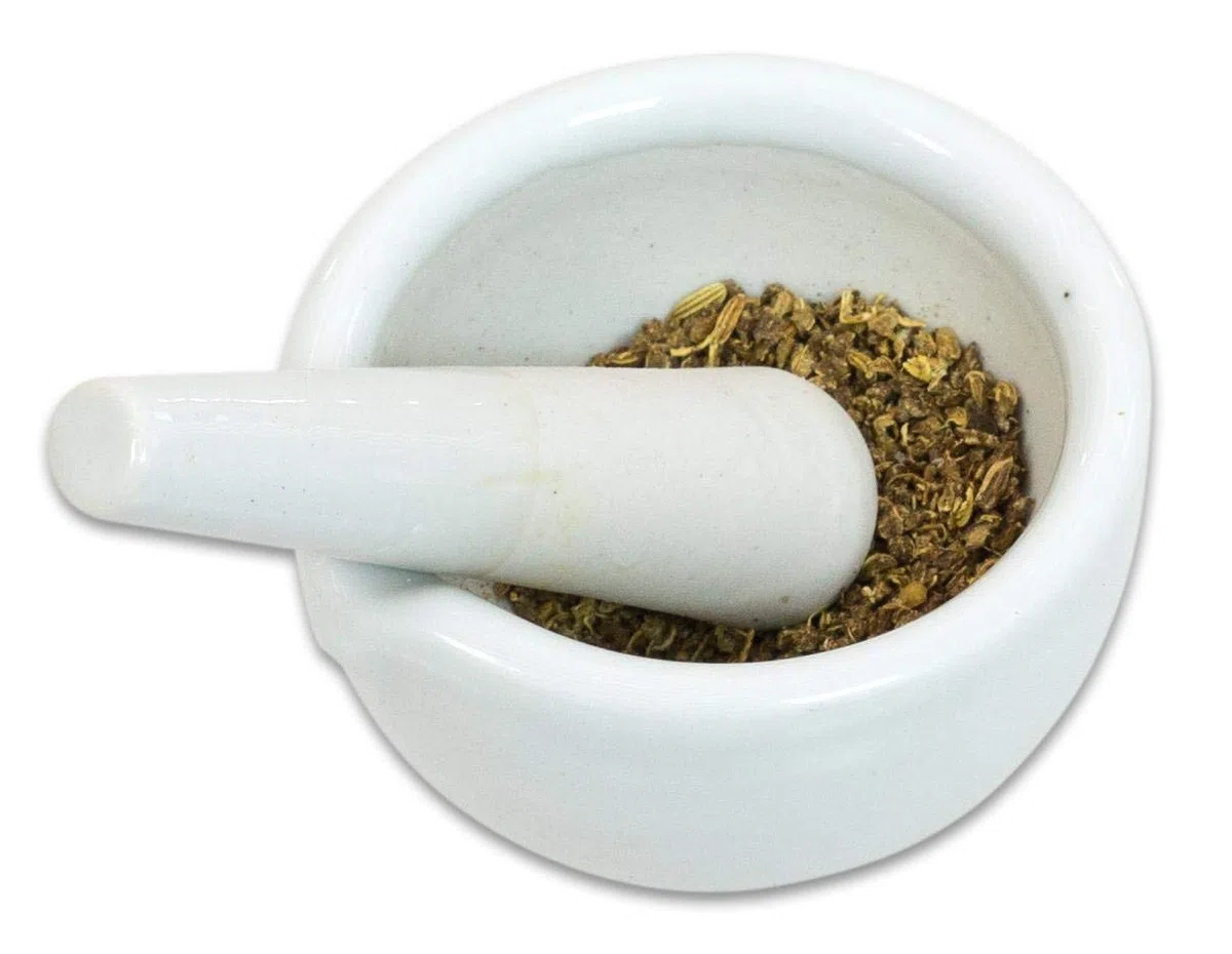 Betzold Mörser mit Pistill - 50 ml Reibeschüssel Stößel Keramik-Mörser