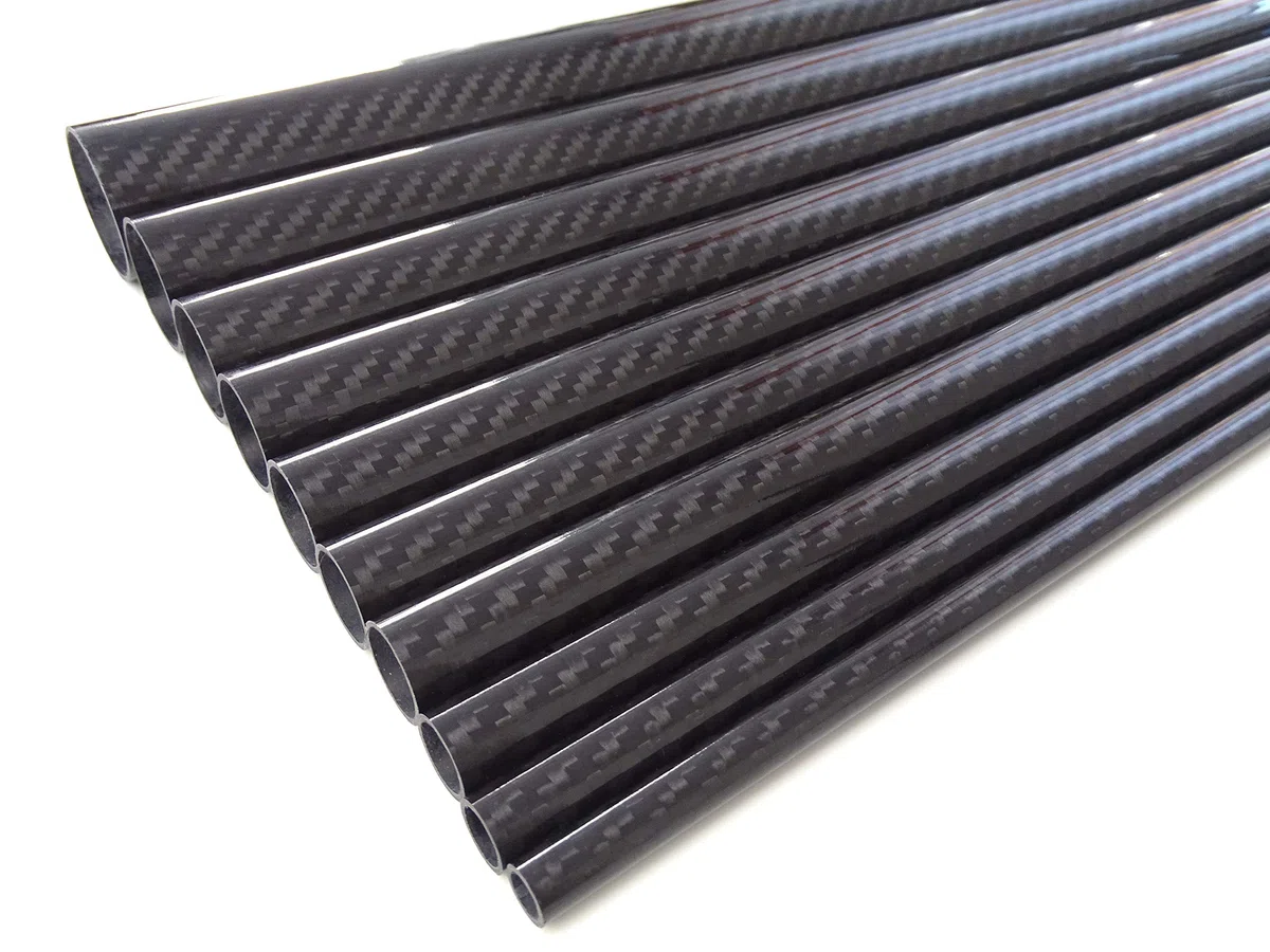 Hochglanz Carbon Rohr Ø 18mm / Sichtcarbon CFK Kohlefaser Tube 3K Köper/Länge wählbar (1000mm)
