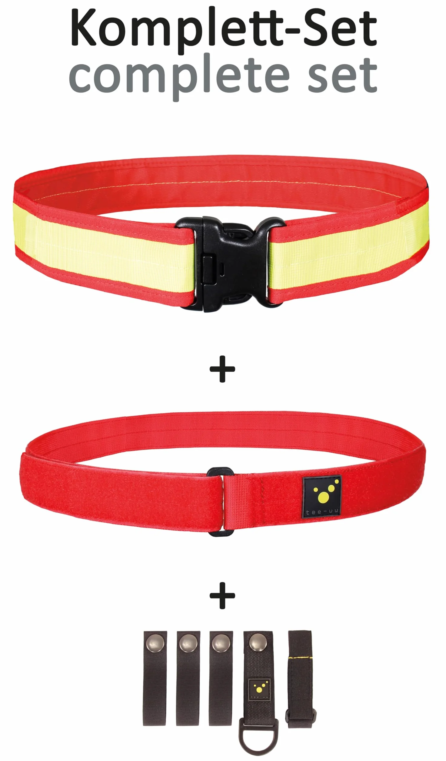 tee-uu RED Rettungsdienst-Koppel | verschiedene Größen S-XXL | Gürtel für Holster | Komplett Set mit Unter- und Obergürtel | Sanitäter | Einsatzgürtel | stufenlos verstellbar (M)