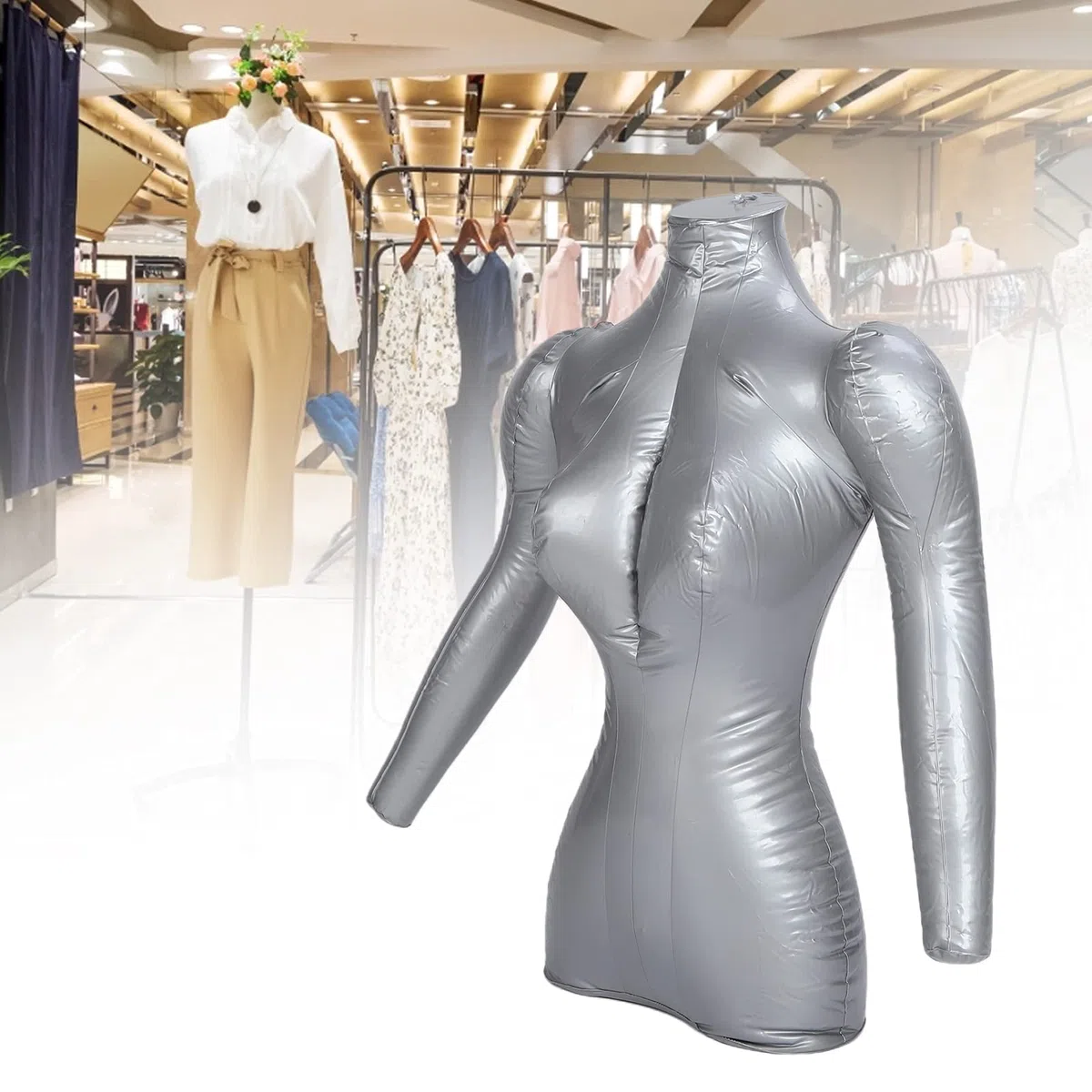 Aufblasbarer Weiblicher Schaufensterpuppen-Halbkörper, Aufblasbares Schaufensterpuppen-Kleidungsdisplay-Modell aus PVC-Material, Weiblicher Mantel-Oberkörper, Aufblasbares