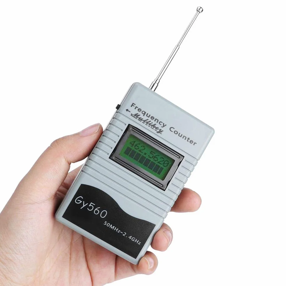 Qiilu Tragbarer Frequenzzähler, GY560 50 MHz bis 2,4 GHz Tragbarer Frequenzzähler Zweiwege-Hochfrequenzmessgerät für Auto-Boote