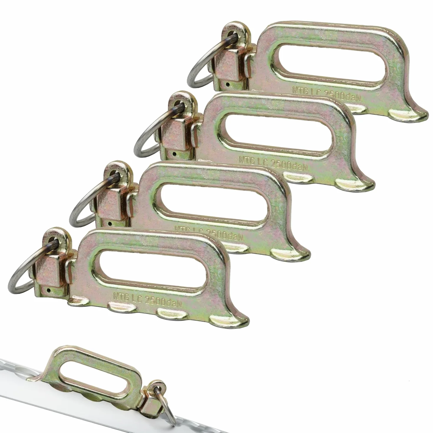 NTG Vierfach Fitting – Robustes Airlineschiene Fitting mit 5000 daN – verzinkter Endbeschlag für Zurrschiene – belastbarer Airlineschiene Zubehör zur Ladungssicherung – 4 Stuck