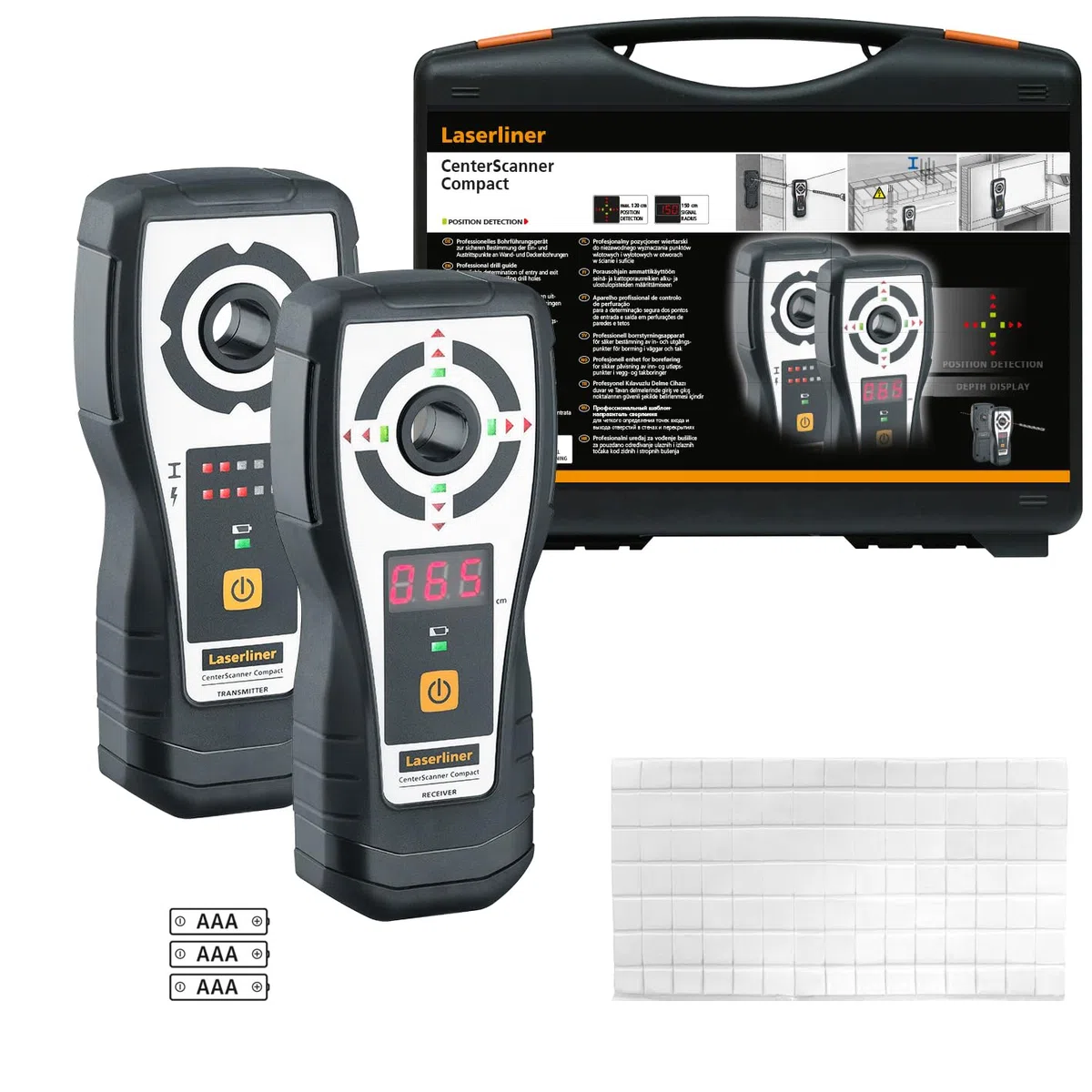 Laserliner Bohrführungsgerät, CenterScanner Compact, Sender & Empfänger | Präzise Bohrhilfe zur Bestimmung von Ein- & Austrittspunkten bei Wand- und Deckenbohrungen, Tiefenmessung bis 150 cm