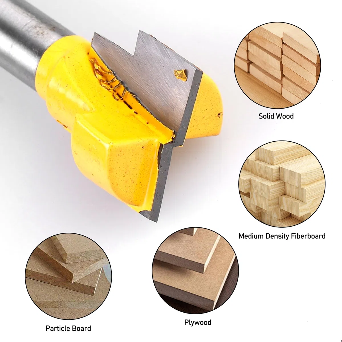 5-tlg Fräser 8mm Schaft, nutfräser, Fräser Schaft, T nut fräser, T-Nutfräser, T-Track Schlitz Holz Fräser, T-Nutfräser Set, Fräser Schaft Cutter Router