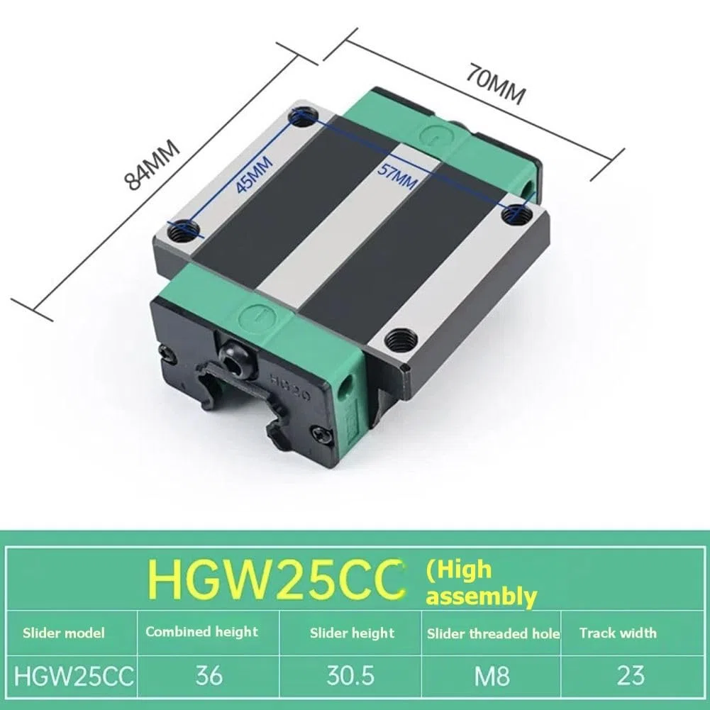 2 Stück HGW25CC Lineargleitlager HGH20CA Quadratischer Gleitblock für HGR25 Hochleistungs-CNC-Linearführung