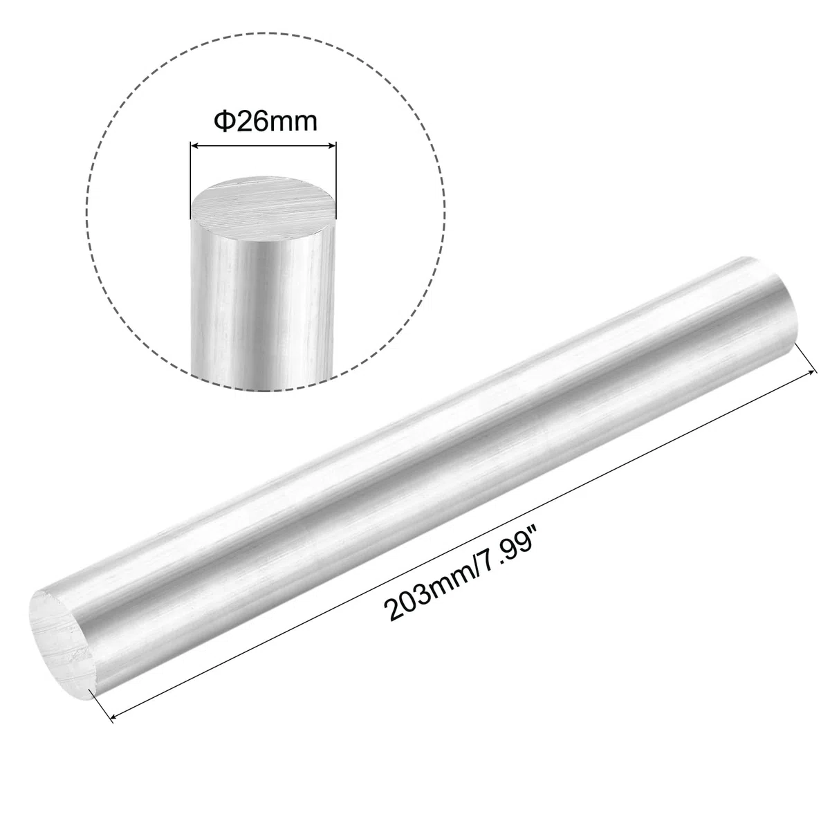 QUARKZMAN Aluminium Rundstangen 26mm x 203mm Vollmaterial Rundstab Drehbank Aluminium Stäbe für Industrie Maschinen DIY Handwerkzeug Gartendekoration RC Modell 2 Stück