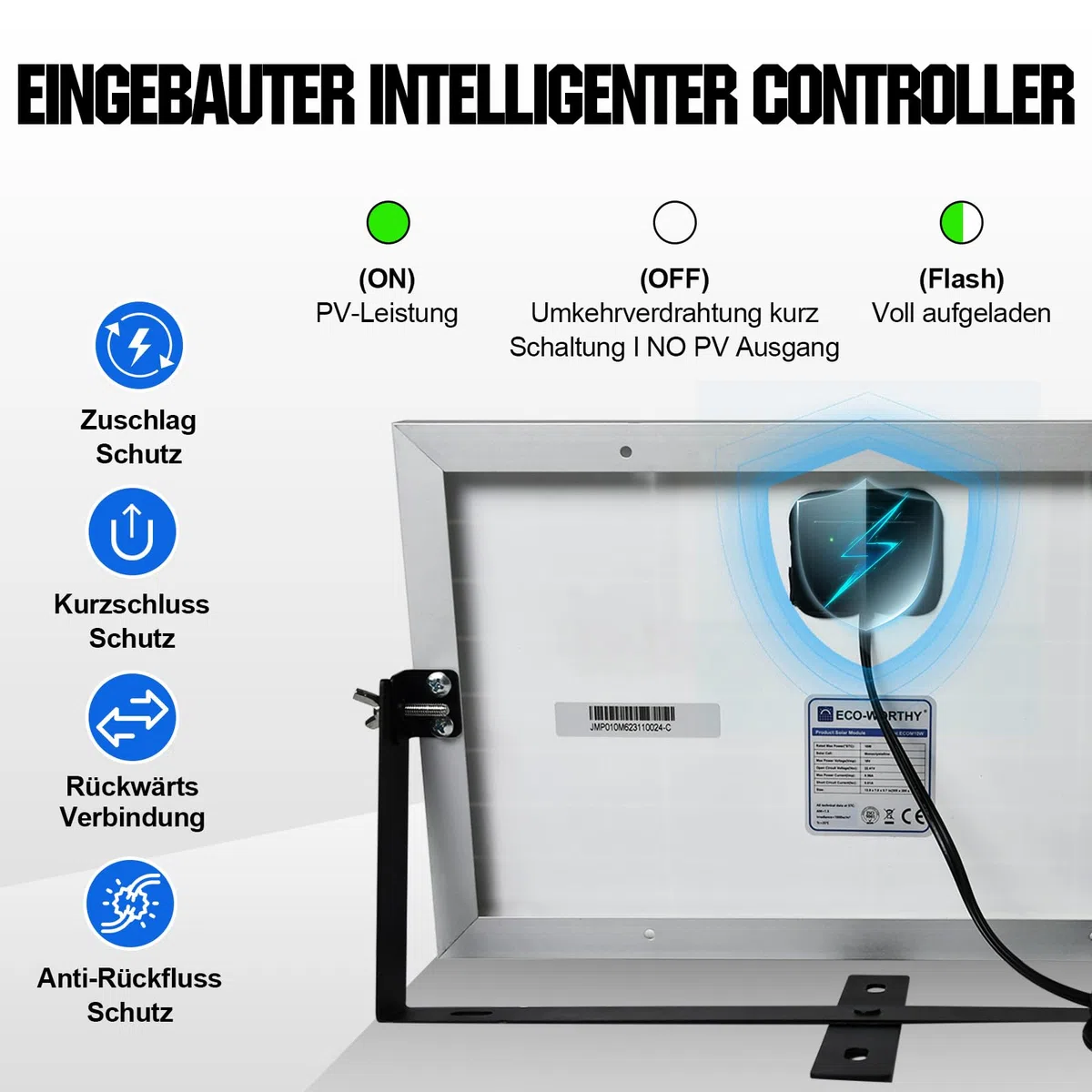 ECO-WORTHY 10W 12V Monokristallines Solarpanel Kit,Solarladegerät für Erhaltungsladung:10W Solarmodul+ Solarladeregler+Solarkabel für 12V Batteries,Wohnmobil,Wohnwagen,Weidezaungerät,Boot
