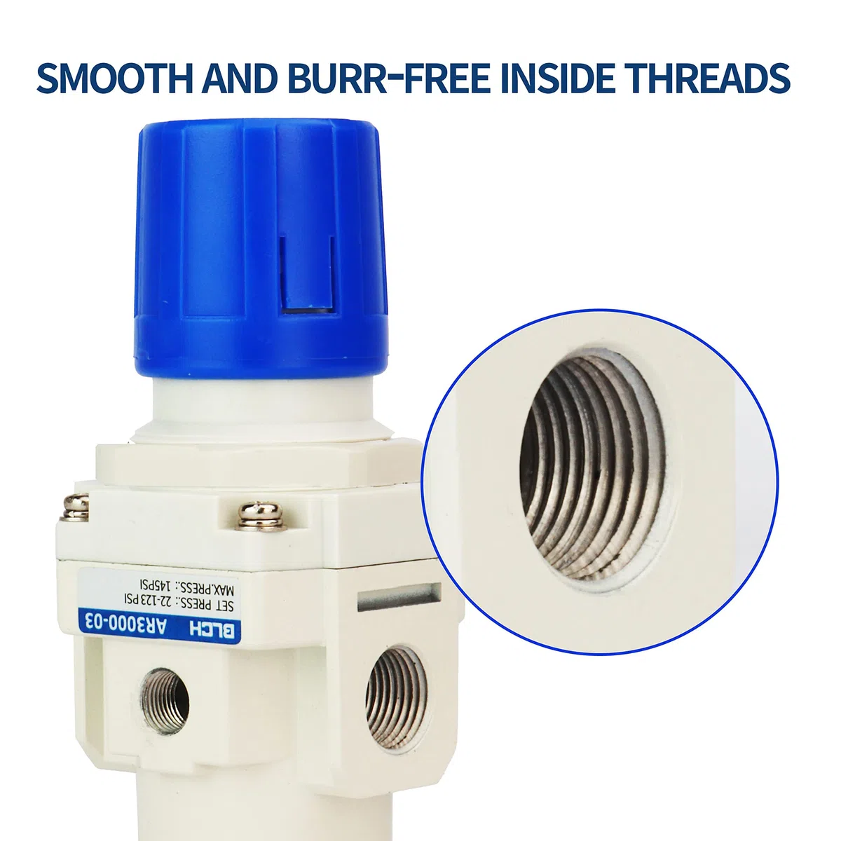 BLCH 3/8" BSP Druckluftregler – Druckregler für Kompressoren, Kompressor-Regler mit Lufttrocknungssystem AR3000-03, inkl. Manometer (0-160 PSI)