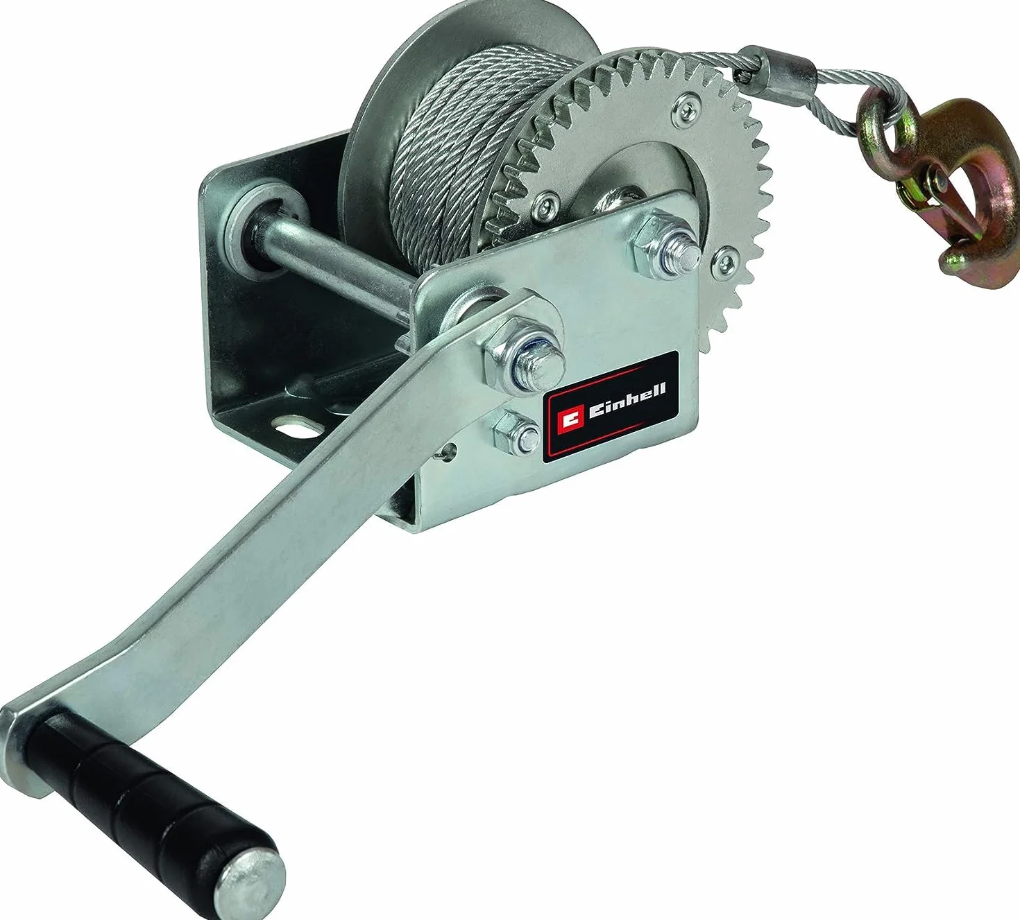 Einhell Handseilwinde TC-WI 500 (max. Tragkraft 500 kg, 10 Meter langes drallfreies Drahtseil, Rücklaufsperre, Softgrip inkl. Sicherheitslasthaken mit Sicherungsklappe)