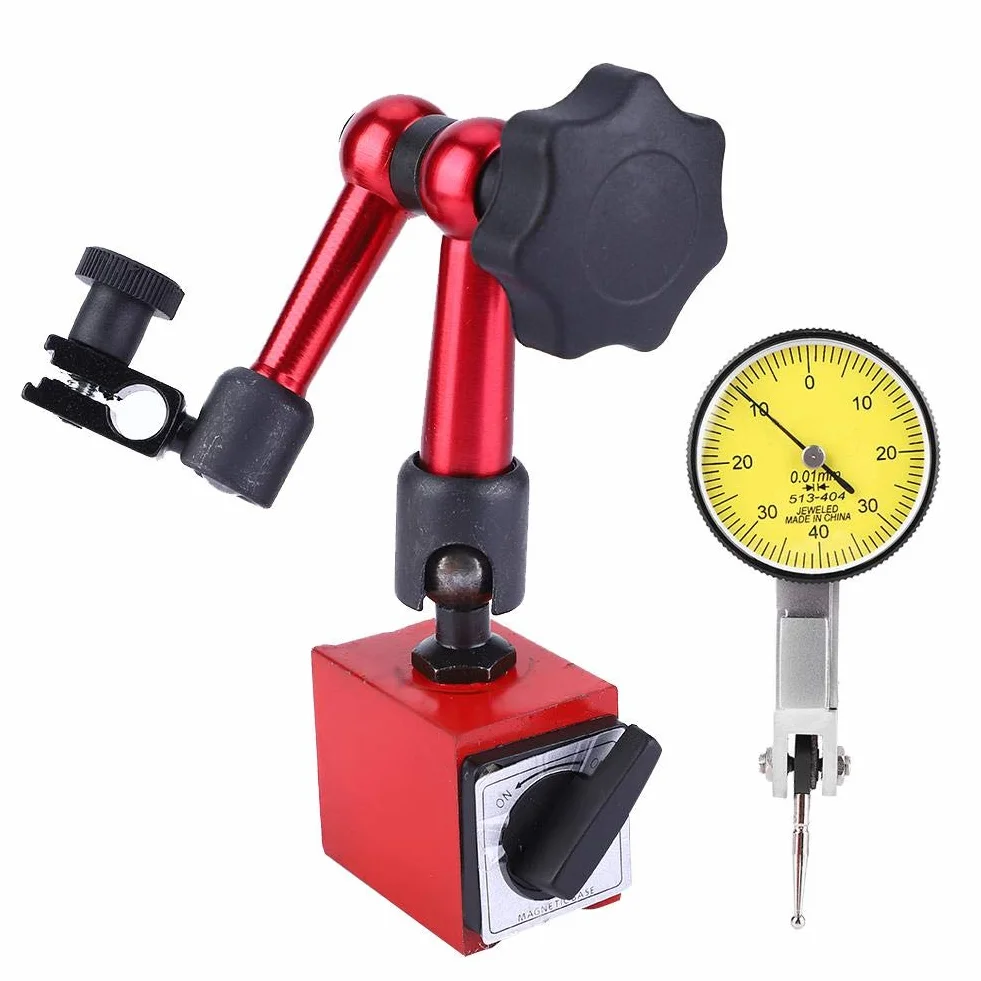 Messuhr mit Magnethalter, Messuhrhalter 0~0,8 mm Hochpräziser Magnet-Messstativ mit zentraler Klemmung für Messuhr